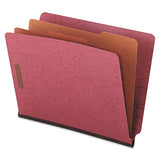 Red Pressboard End Tab Classification Folders, 2 Dividers, Letter Size, Red, 10-box