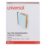 Four-section Pressboard Classification Folders, 1 Divider, Letter Size, Light Blue, 20-box