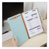 Four-section Pressboard Classification Folders, 1 Divider, Letter Size, Light Blue, 20-box