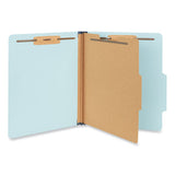 Four-section Pressboard Classification Folders, 1 Divider, Letter Size, Light Blue, 20-box