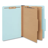 Six-section Classification Folders, Heavy-duty Pressboard Cover, 2 Dividers, 2.5" Expansion, Legal Size, Light Blue, 20-box