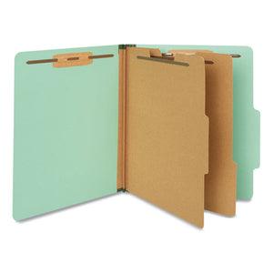 Six-section Classification Folders, Heavy-duty Pressboard Cover, 2 Dividers, 2.5" Expansion, Letter Size, Light Green, 20-bx