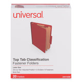 Six-section Classification Folders, Heavy-duty Pressboard Cover, 2 Dividers, 2.5" Expansion, Letter Size, Brick Red, 20-box
