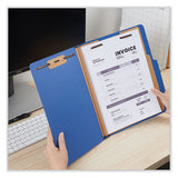 Six-section Pressboard Classification Folders, 2 Dividers, Letter Size, Blue, 10-box