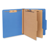 Six-section Pressboard Classification Folders, 2 Dividers, Letter Size, Blue, 10-box