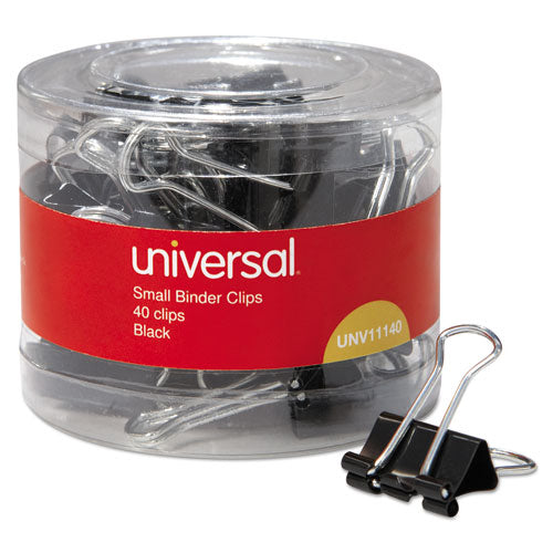 Binder Clips In Dispenser Tub, Small, Black-silver, 40-pack