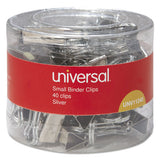 Binder Clips In Dispenser Tub, Small, Silver, 40-pack