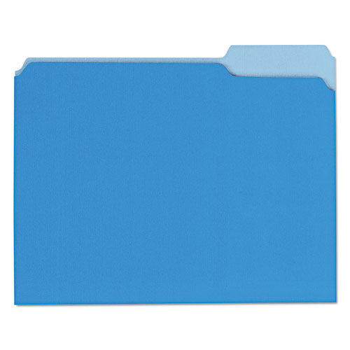 Interior File Folders, 1-3-cut Tabs, Letter Size, Blue, 100-box