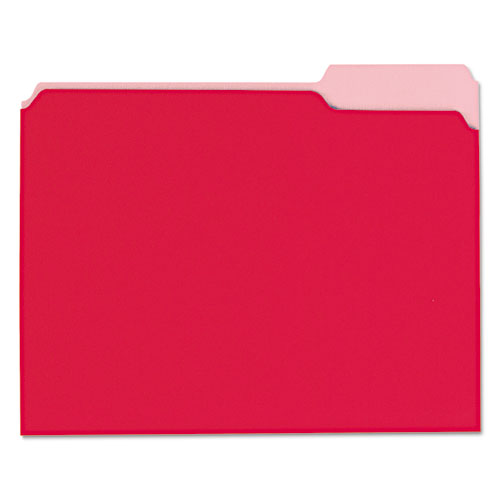 Interior File Folders, 1-3-cut Tabs, Letter Size, Red, 100-box