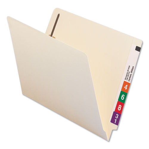 Reinforced End Tab File Folders With Two Fasteners, Straight Tab, Letter Size, Manila, 50-box