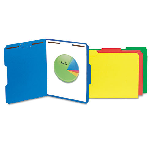 Deluxe Reinforced Top Tab Folders With Two Fasteners, 1-3-cut Tabs, Letter Size, Blue, 50-box