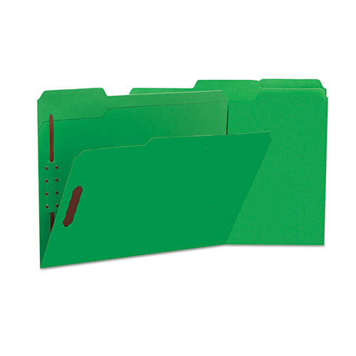 Deluxe Reinforced Top Tab Folders With Two Fasteners, 1-3-cut Tabs, Letter Size, Green, 50-box