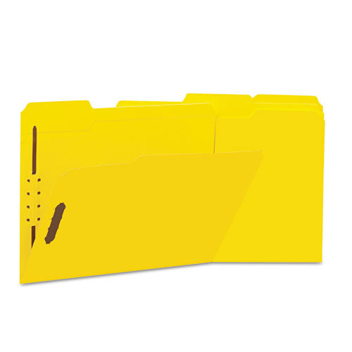 Deluxe Reinforced Top Tab Folders With Two Fasteners, 1-3-cut Tabs, Letter Size, Yellow, 50-box