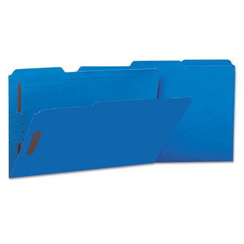 Deluxe Reinforced Top Tab Folders With Two Fasteners, 1-3-cut Tabs, Legal Size, Blue, 50-box