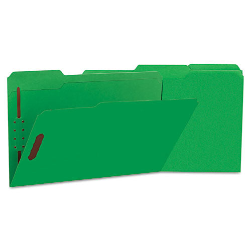 Deluxe Reinforced Top Tab Folders With Two Fasteners, 1-3-cut Tabs, Legal Size, Green, 50-box