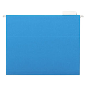 Deluxe Bright Color Hanging File Folders, Letter Size, 1-5-cut Tab, Blue, 25-box
