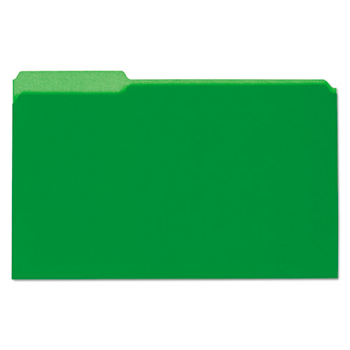 Interior File Folders, 1-3-cut Tabs, Legal Size, Green, 100-box