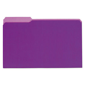 Interior File Folders, 1-3-cut Tabs, Legal Size, Violet, 100-box