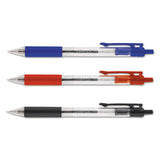 Comfort Grip Retractable Ballpoint Pen, 1mm, Blue Ink, Clear Barrel, Dozen