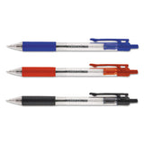 Comfort Grip Retractable Ballpoint Pen, Medium 1mm, Red Ink, Clear Barrel, Dozen