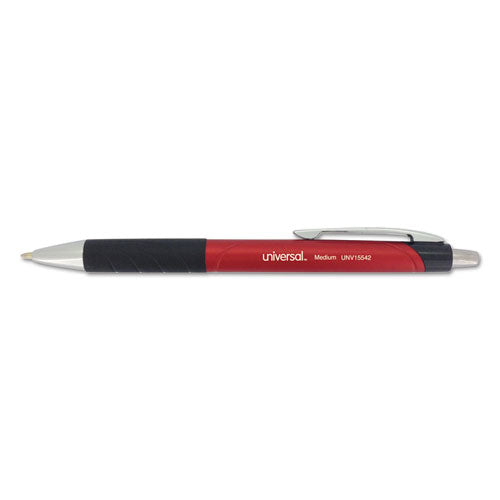 Comfort Grip Retractable Ballpoint Pen, Medium 1mm, Red Ink-barrel, Dozen
