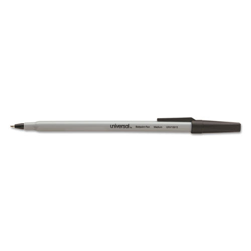 Stick Ballpoint Pen Value Pack, Medium 1mm, Black Ink, Gray Barrel, 60-pack