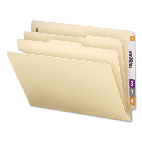 Six-section Manila End Tab Classification Folders, 2 Dividers, Letter Size, Manila, 10-box