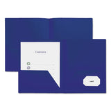 Two-pocket Plastic Folders, 11 X 8 1-2, Navy Blue, 10-pack