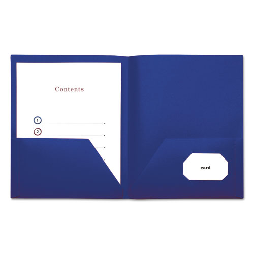 Two-pocket Plastic Folders, 11 X 8 1-2, Navy Blue, 10-pack