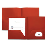 Two-pocket Plastic Folders, 11 X 8 1-2, Red, 10-pack