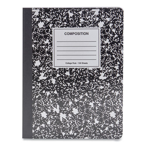 Composition Book, Medium-college Rule, Black Marble Cover, 9.75 X 7.5, 100 Sheets