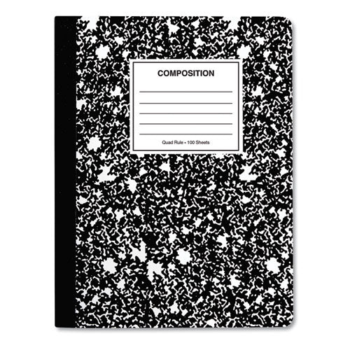 Composition Book, 4 Sq-in Quadrille Rule, Black Marble, 9.75 X 7.5, 100 Sheets