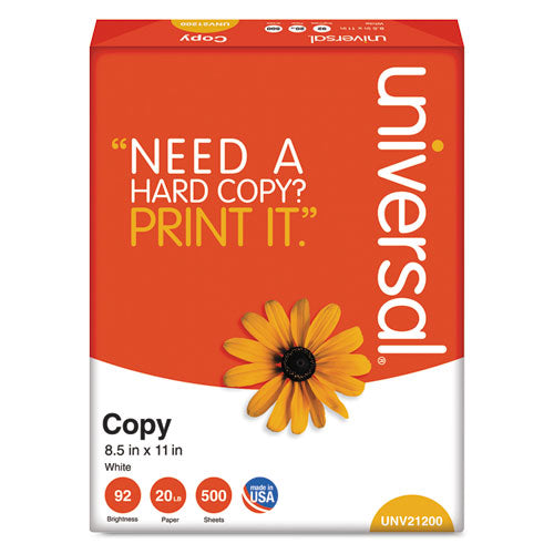 Copy Paper, 92 Bright, 20 Lb, 8.5 X 11, White, 500 Sheets-ream, 10 Reams-carton