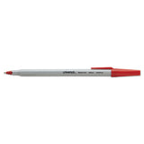 Stick Ballpoint Pen, Medium 1mm, Red Ink, Gray Barrel, Dozen