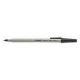 Stick Ballpoint Pen, Fine 0.7mm, Black Ink, Gray Barrel, Dozen