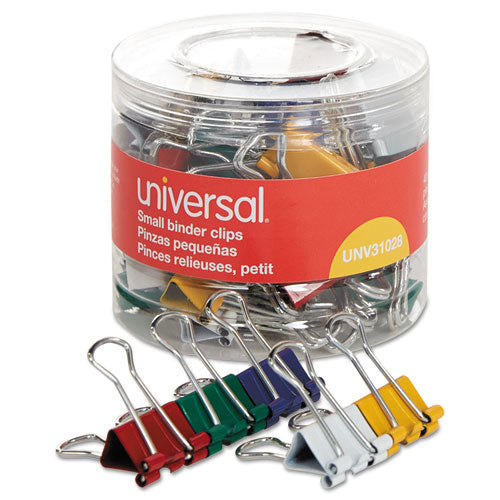 Binder Clips In Dispenser Tub, Small, Assorted Colors, 40-pack