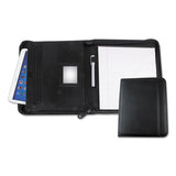 Leather Textured Zippered Padfolio With Tablet Pocket, 10 3-4 X 13 1-8, Black