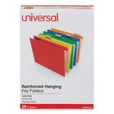 Deluxe Reinforced Recycled Hanging File Folders, Letter Size, 1-5-cut Tabs, Assorted, 25-box