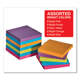 Self-stick Note Pads, 3 X 3, Assorted Bright Colors, 100-sheet, 12-pk