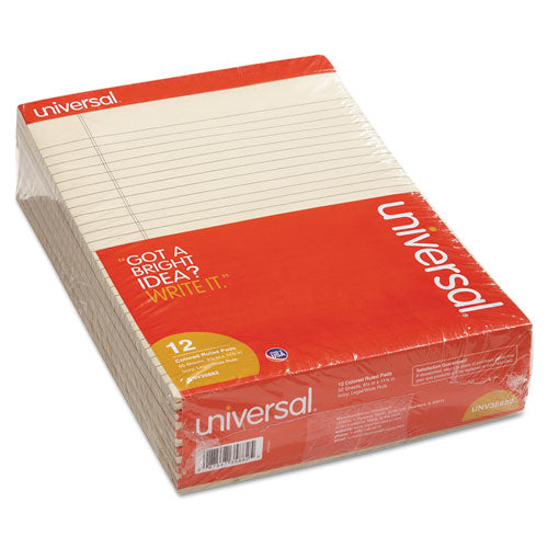 Colored Perforated Writing Pads, Wide-legal Rule, 8.5 X 11, Ivory, 50 Sheets, Dozen
