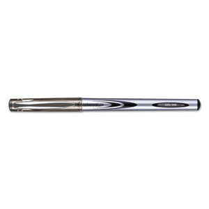 Stick Gel Pen, Medium 0.7mm, Black Ink, Silver-black Barrel, Dozen