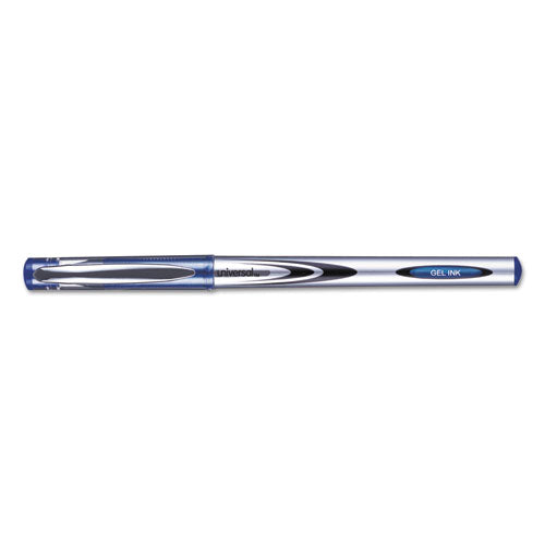Stick Gel Pen, Medium 0.7mm, Blue Ink, Silver-blue Barrel, Dozen
