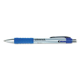 Comfort Grip Retractable Gel Pen, Medium 0.7mm, Blue Ink, Silver Barrel, Dozen