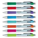 Comfort Grip Retractable Gel Pen, 0.7mm, Assorted Ink, Silver Barrel, 8-set