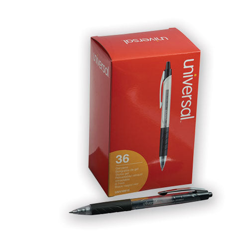 Comfort Grip Retractable Gel Pen, 0.7mm, Black Ink, Clear-black Barrel, 36-pack