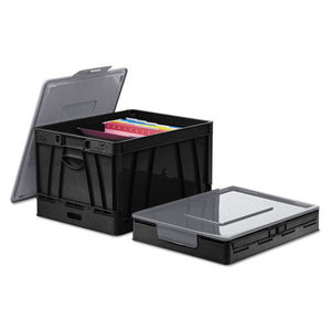 Collapsible Crate, Letter-legal Files, 17.25" X 14.25" X 10.5", Black-gray, 2-pack