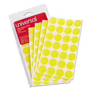 Self-adhesive Removable Color-coding Labels, 0.75" Dia., Yellow, 28-sheet, 36 Sheets-pack