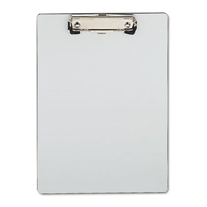 Plastic Brushed Aluminum Clipboard, Portrait, 1-2" Capacity, 8 1-2 X 11