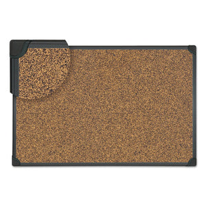 Tech Cork Board, 36 X 24, Cork, Black Plastic Frame