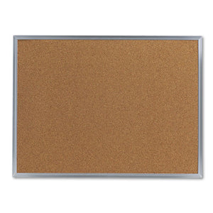 Bulletin Board, Natural Cork, 24 X 18, Satin-finished Aluminum Frame